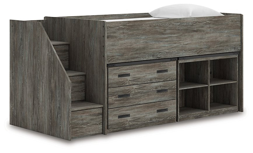 Frandern Loft Bed with Bookcase and Drawer Storage - LasVegasFurnitureOnline.com