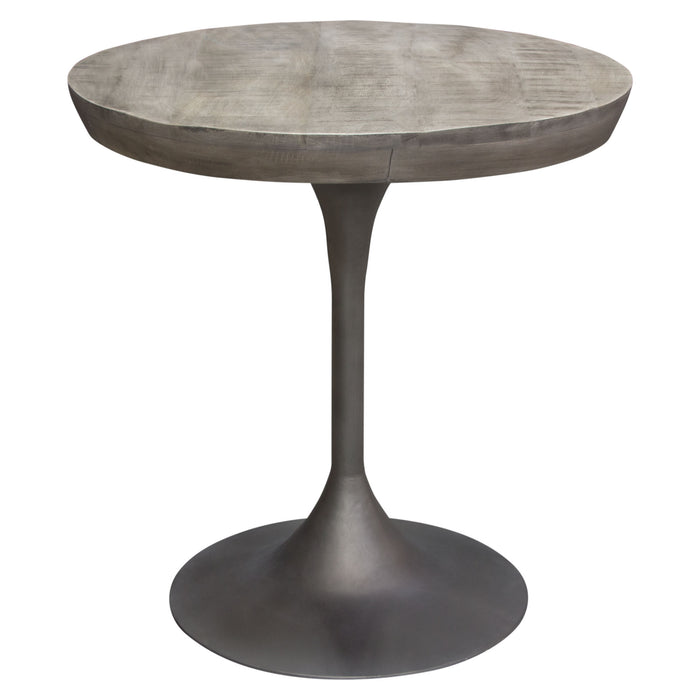 Beckham 30" Round Dining Table w/ Solid Mango Wood Top in Grey Finish w/ Gun Metal Base by Diamond Sofa