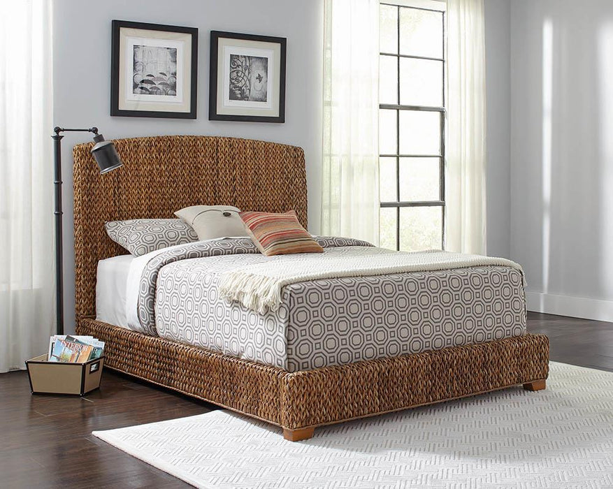 Laughton Hand-Woven Banana Leaf Queen Bed Amber