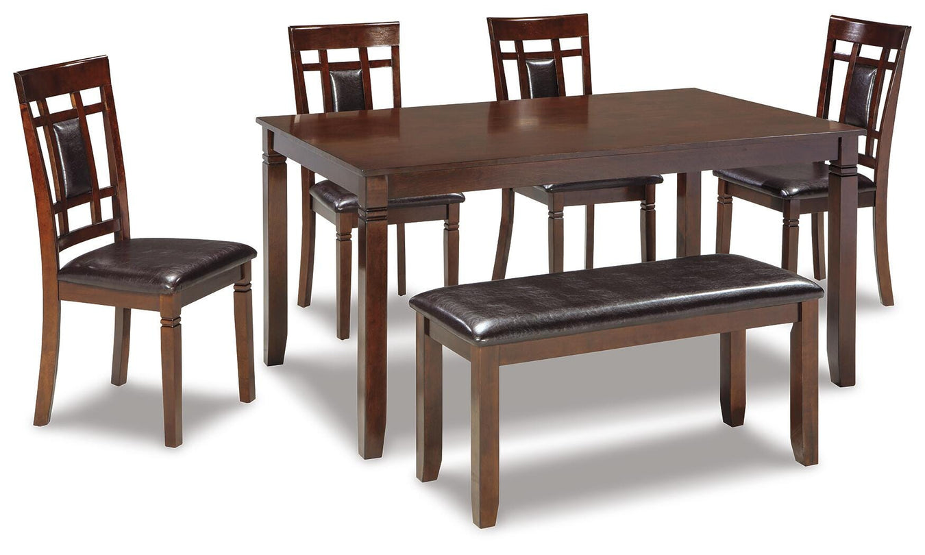 Bennox Dining Table and Chairs with Bench (Set of 6) - LasVegasFurnitureOnline.com