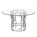 Avalon 54" Round Glass Top Dining Table with Round Stainless Steel Base by Diamond Sofa - LasVegasFurnitureOnline.com