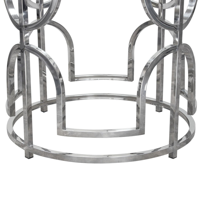 Avalon 54" Round Glass Top Dining Table with Round Stainless Steel Base by Diamond Sofa - LasVegasFurnitureOnline.com