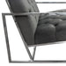 Luxe Accent Chair in Dusk Grey Tufted Velvet Fabric with Polished Stainless Steel Frame by Diamond Sofa - LasVegasFurnitureOnline.com