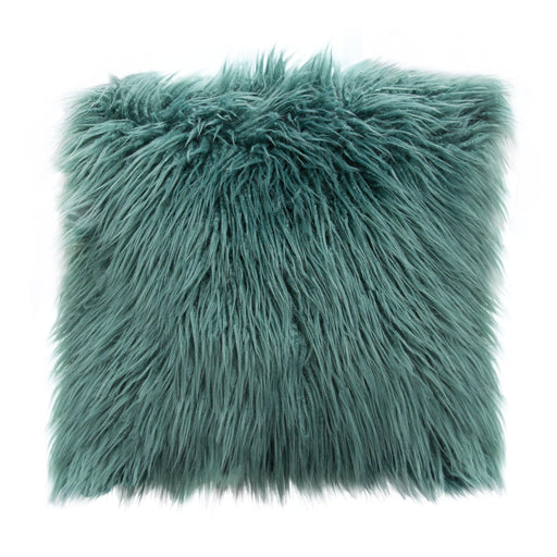 18" Square Accent Pillow by Diamond Sofa in Teal Dual-Sided Faux Fur - LasVegasFurnitureOnline.com