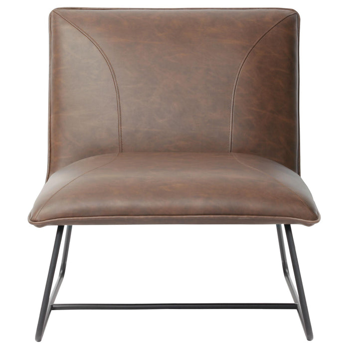 Jordan Armless Accent Chair in Chocolate Leatherette with Chrome Metal Base by Diamond Sofa - LasVegasFurnitureOnline.com