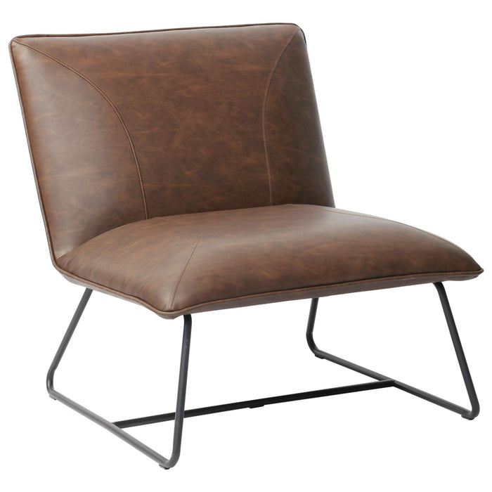 Jordan Armless Accent Chair in Chocolate Leatherette with Chrome Metal Base by Diamond Sofa - LasVegasFurnitureOnline.com