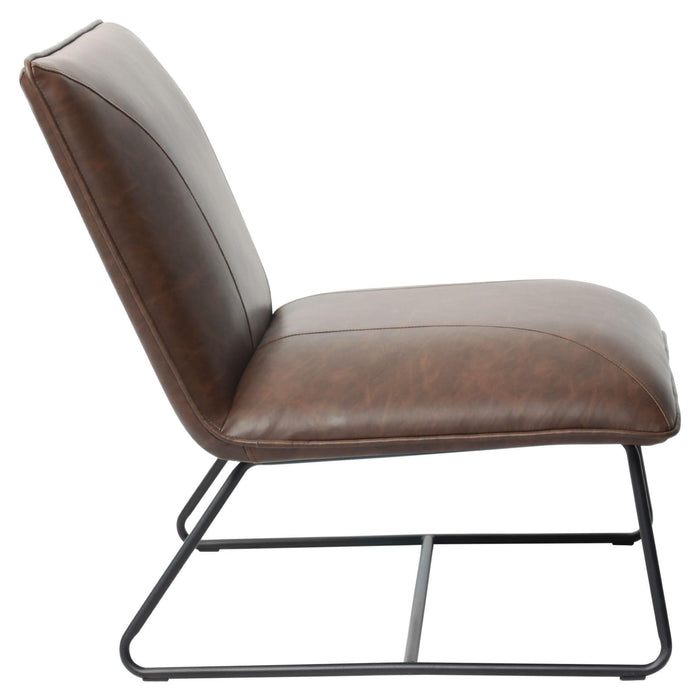 Jordan Armless Accent Chair in Chocolate Leatherette with Chrome Metal Base by Diamond Sofa - LasVegasFurnitureOnline.com