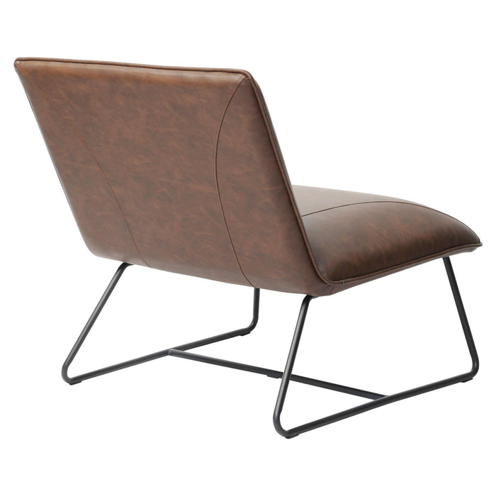 Jordan Armless Accent Chair in Chocolate Leatherette with Chrome Metal Base by Diamond Sofa - LasVegasFurnitureOnline.com