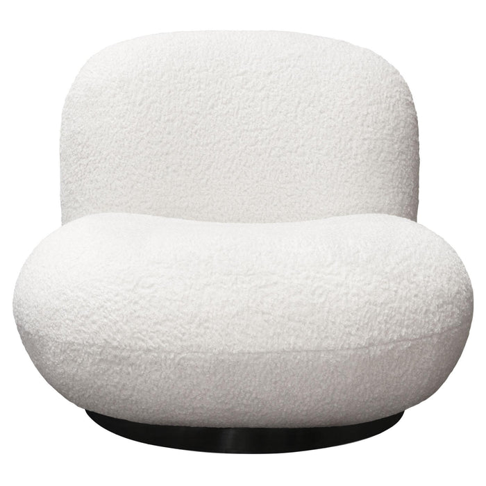 Simone Swivel Accent Chair in White Faux Sheepskin Fabric by Diamond Sofa - LasVegasFurnitureOnline.com