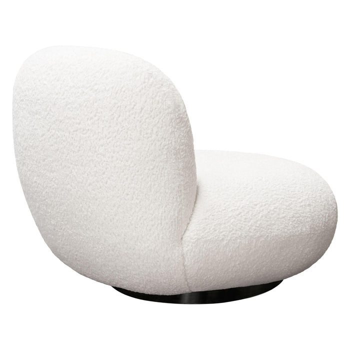 Simone Swivel Accent Chair in White Faux Sheepskin Fabric by Diamond Sofa - LasVegasFurnitureOnline.com