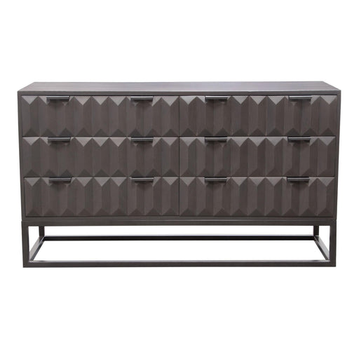 Spectrum 6-Drawer Solid Mango Wood Dresser in Smoke Grey Finish w/ Gun Metal Finished Legs by Diamond Sofa - LasVegasFurnitureOnline.com