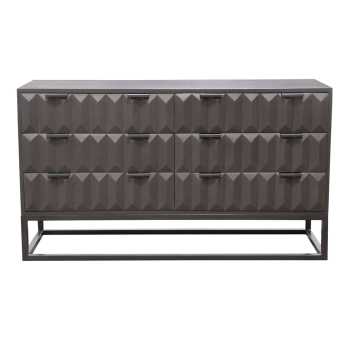 Spectrum 6-Drawer Solid Mango Wood Dresser in Smoke Grey Finish w/ Gun Metal Finished Legs by Diamond Sofa - LasVegasFurnitureOnline.com