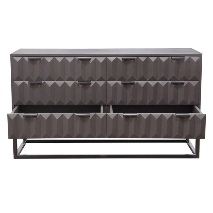 Spectrum 6-Drawer Solid Mango Wood Dresser in Smoke Grey Finish w/ Gun Metal Finished Legs by Diamond Sofa - LasVegasFurnitureOnline.com