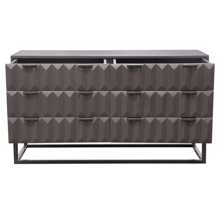 Spectrum 6-Drawer Solid Mango Wood Dresser in Smoke Grey Finish w/ Gun Metal Finished Legs by Diamond Sofa - LasVegasFurnitureOnline.com