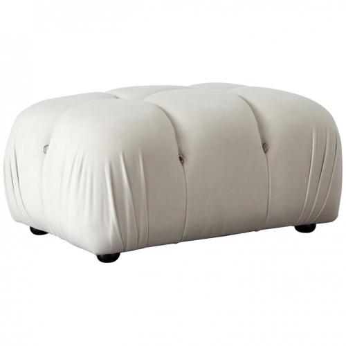 Paloma Rectangle Ottoman in Light Cream Velvet