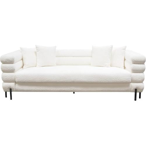 Vox Sofa in Faux White Shearling w/ Black Powder Metal Legs image