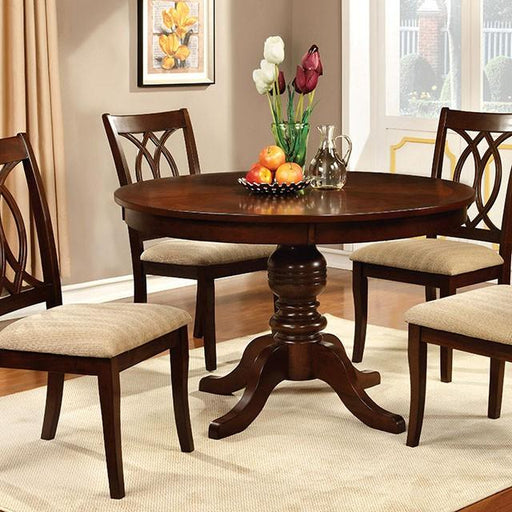 Carlisle Brown Cherry Round Dining Table - LasVegasFurnitureOnline.com