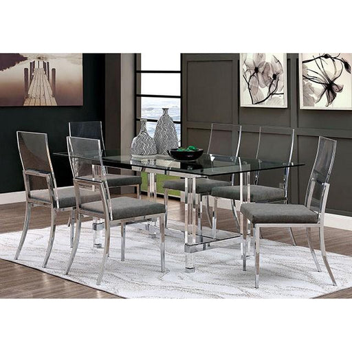 Casper 7 Pc Dining Table Set Chrome - LasVegasFurnitureOnline.com