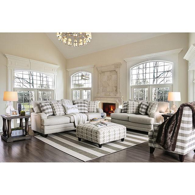 Christine Light Gray/Pattern Ottoman - LasVegasFurnitureOnline.com