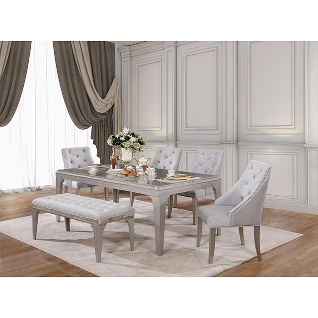 DIOCLES Silver/Gray Dining Table - LasVegasFurnitureOnline.com