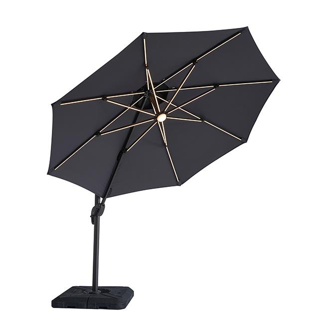 Nuti 10 Ft Round Umbrella w/ LED Light + 37" Large Base - LasVegasFurnitureOnline.com