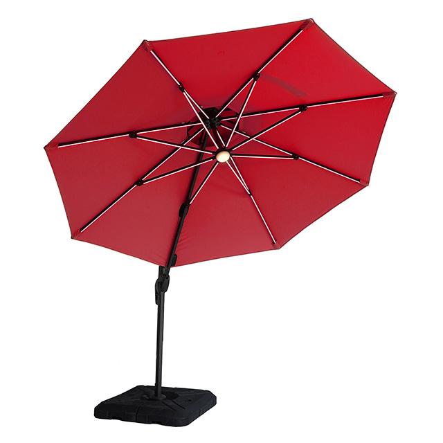 Fera 10 Ft Round Umbrella w/ LED Bulb + 37" Large Base - LasVegasFurnitureOnline.com