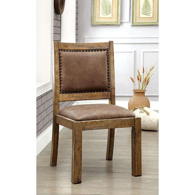 GIANNA Rustic Pine/Brown Side Chair (2/CTN) - LasVegasFurnitureOnline.com