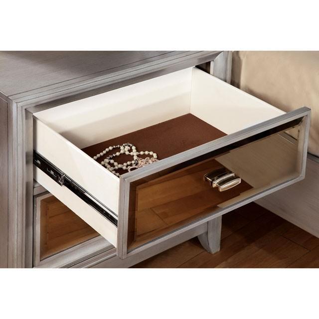 Golva E.King & Queen Bed White & Silver - LasVegasFurnitureOnline.com