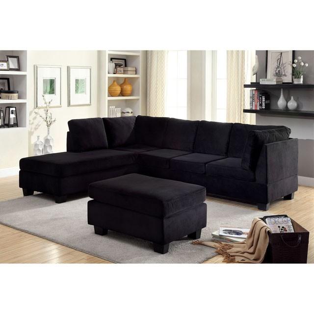 LOMMA Black Ottoman - LasVegasFurnitureOnline.com