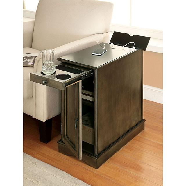 LILITH I Gray Side Table w/ USB - LasVegasFurnitureOnline.com