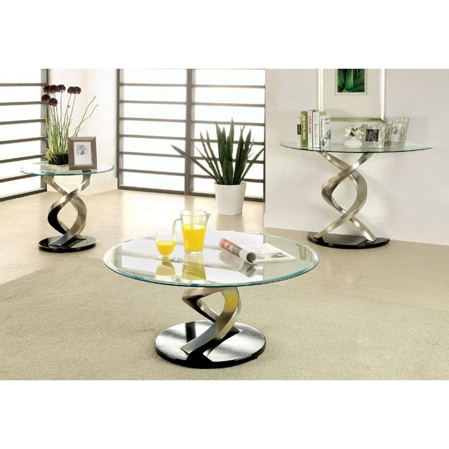 NOVA Satin Plated/Black Sofa Table - LasVegasFurnitureOnline.com