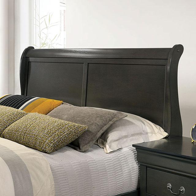 Louis Philippe Cal.King Bed Black & Grey - LasVegasFurnitureOnline.com