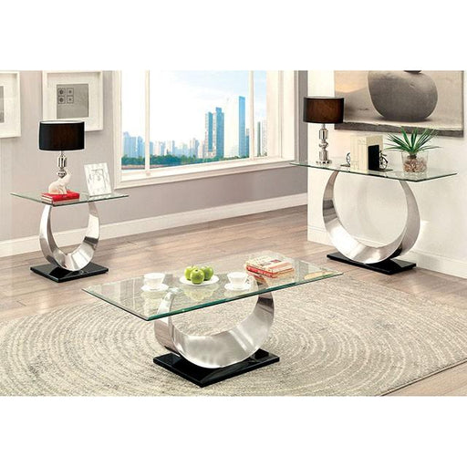 ORLA II Satin Plated/Black Sofa Table - LasVegasFurnitureOnline.com