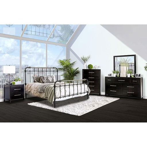 RIANA Antique Black Metal E.King, Full, Queen, & Twin Bed - LasVegasFurnitureOnline.com