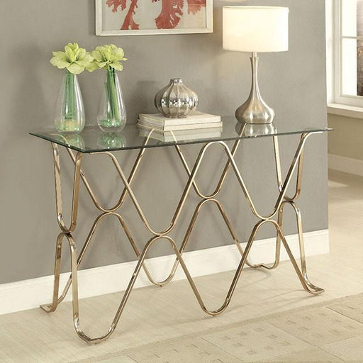 Vador Sofa Table – Modern Glass Top Accent Table with Metal Base - LasVegasFurnitureOnline.com