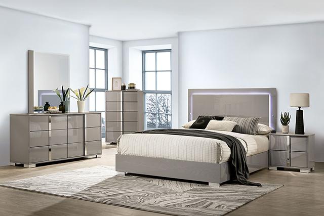 Sinistra E.King & Queen Bed White, Black & Beige