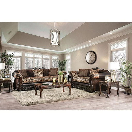 Newdale Brown/Gold Sofa - LasVegasFurnitureOnline.com