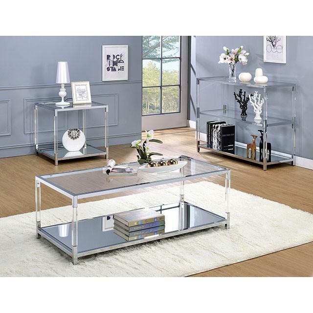 Ludvig Chrome/Clear Sofa Table - LasVegasFurnitureOnline.com