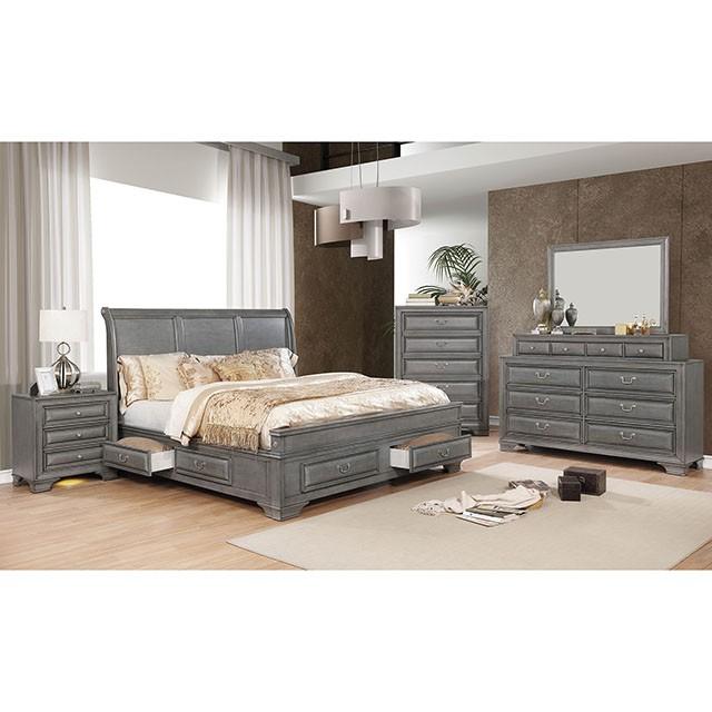 Brandt Bed Chrome & Gray - LasVegasFurnitureOnline.com