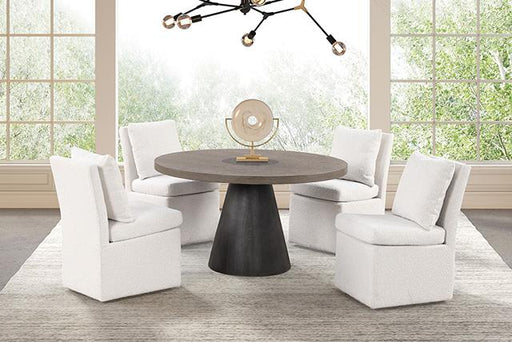 Broager 5 Pc Dining Table Set (Light Gray Caster Chairs) - LasVegasFurnitureOnline.com