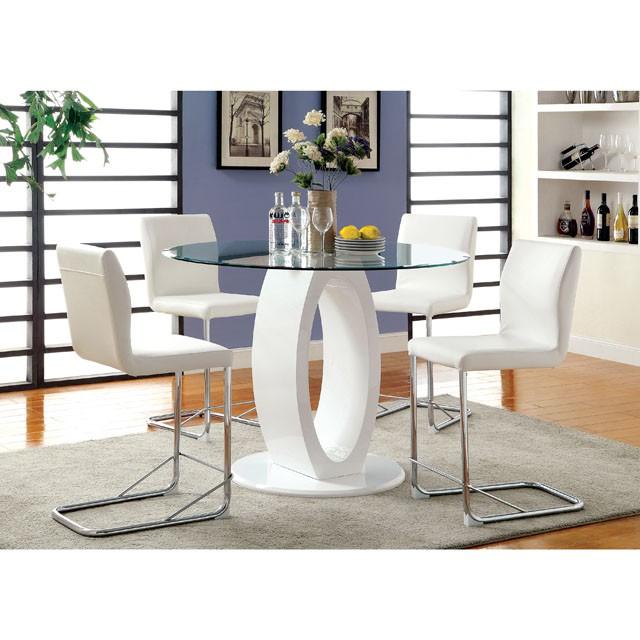 LODIA II White Round Counter Ht. Table - LasVegasFurnitureOnline.com