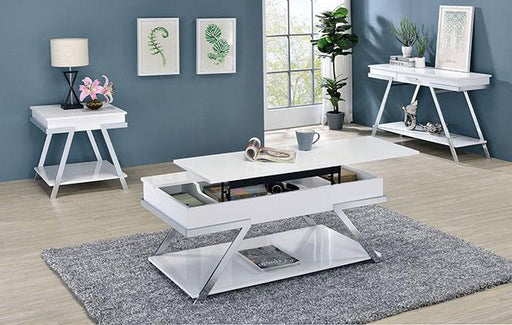 TITUS Sofa Table, White/Chrome - LasVegasFurnitureOnline.com