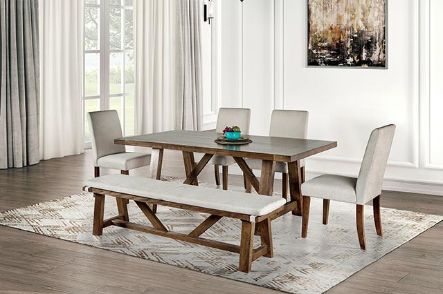 Losone Dining Table Set with Bench Rustic - LasVegasFurnitureOnline.com