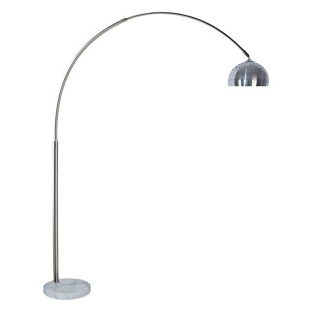 Rene White/Chrome Arch Lamp - LasVegasFurnitureOnline.com