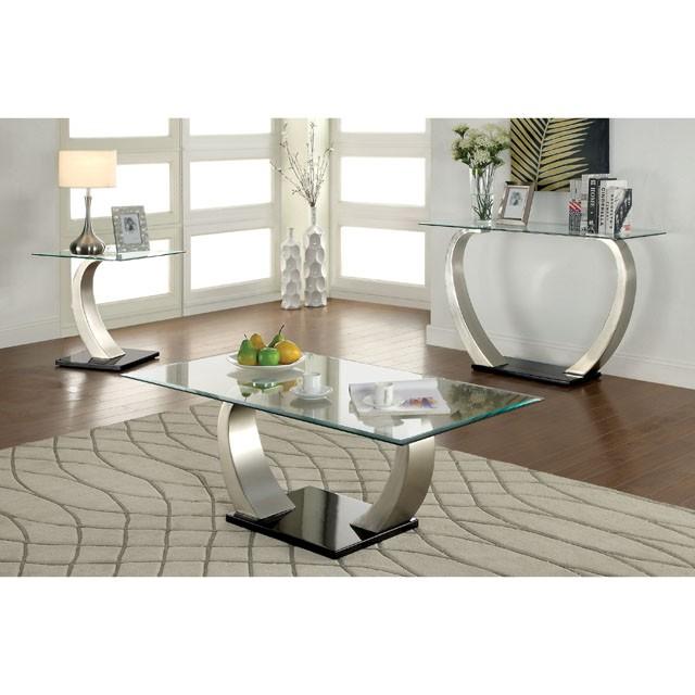 ROXO Satin Plated/Black Coffee Table - LasVegasFurnitureOnline.com