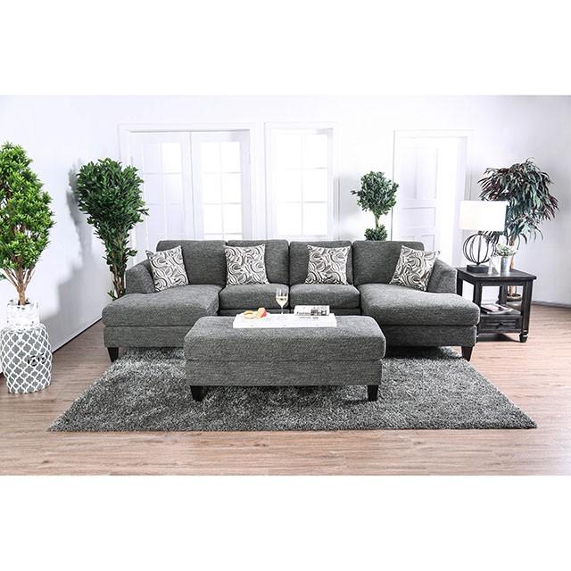Lowry Gray Sectional w/ Ottoman - LasVegasFurnitureOnline.com