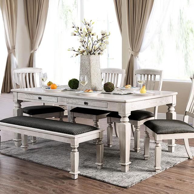 Georgia 6 Pc Dining Table Set with Bench - LasVegasFurnitureOnline.com