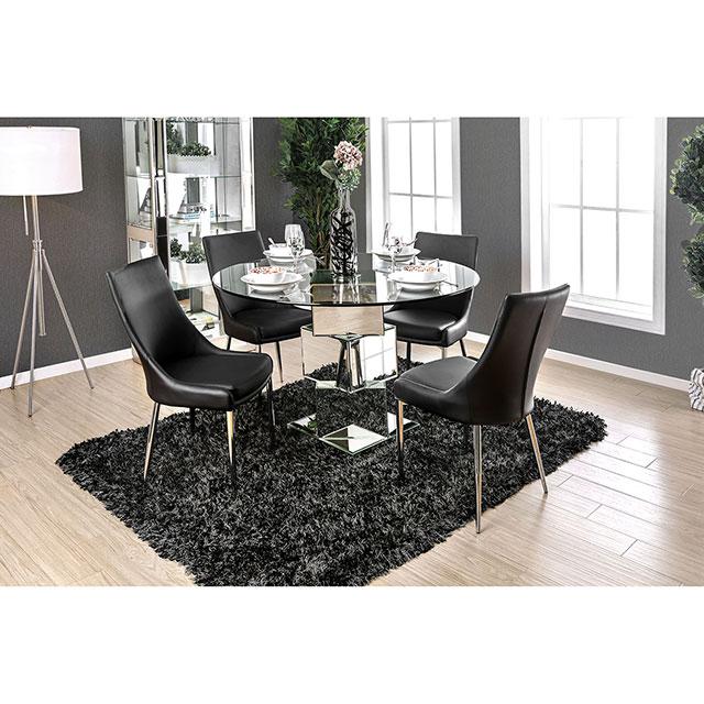 Izzy Silver/Black Side Chair, Black (2/CTN) - LasVegasFurnitureOnline.com