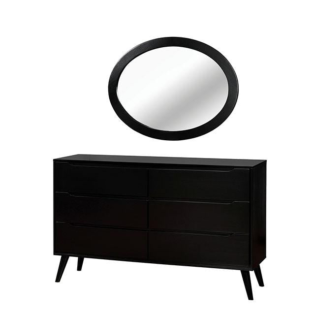 LENNART II Black Oval Mirror - LasVegasFurnitureOnline.com