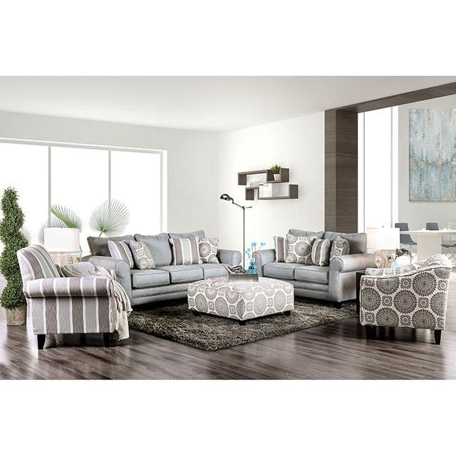 Misty Blue/Gray Stripe Chair - LasVegasFurnitureOnline.com